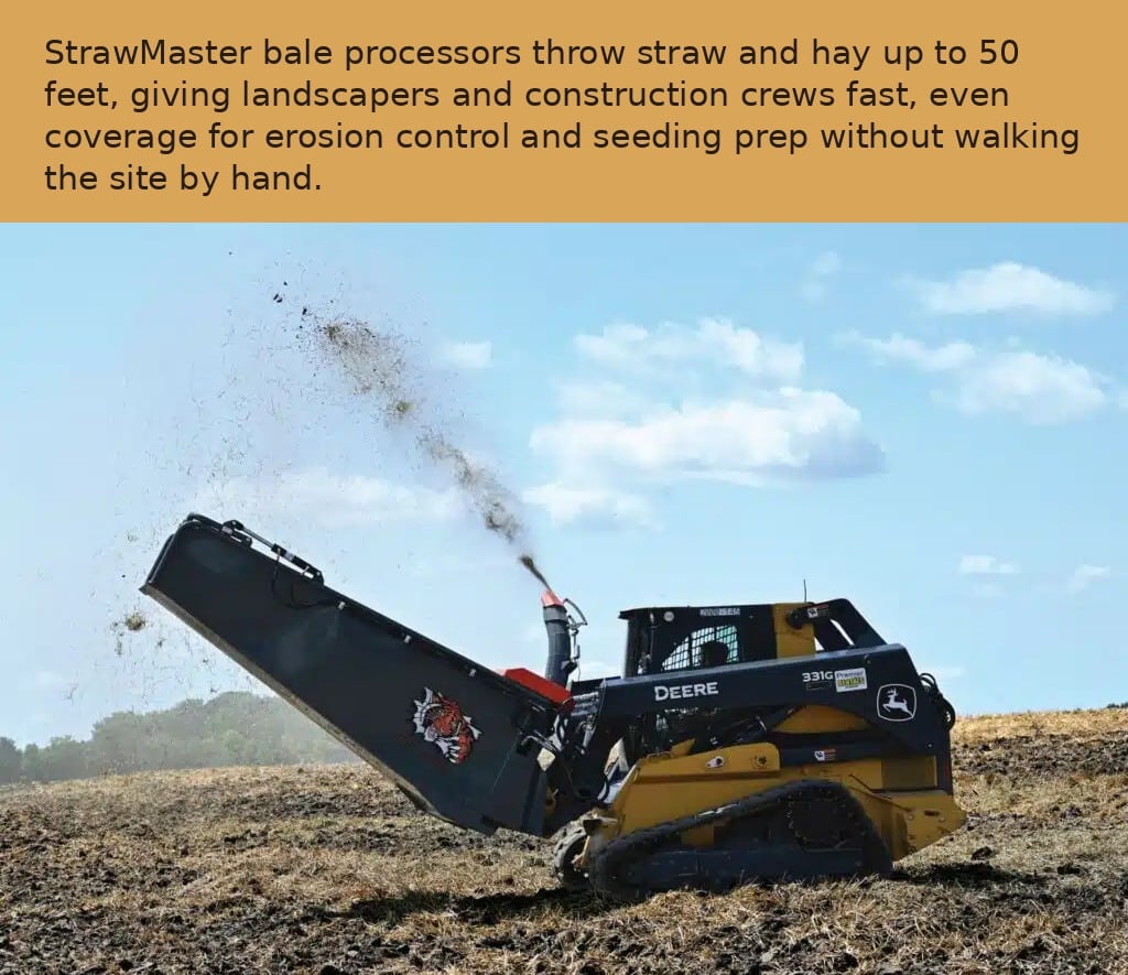 properly using straw and a bale processor from a skid steer can help prevent erosion